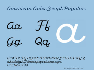 AmericanAutoScript-Regular Version 1.000;PS 001.000;hotconv 1.0.88;makeotf.lib2.5.64775图片样张