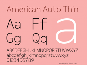AmericanAuto-Thin Version 1.000;PS 001.000;hotconv 1.0.88;makeotf.lib2.5.64775图片样张