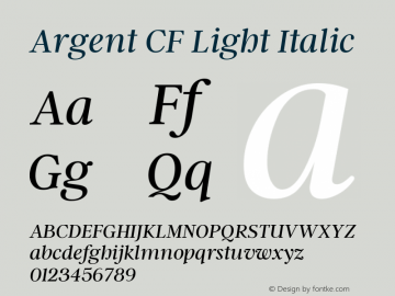 ArgentCF-LightItalic Version 3.220;PS 003.220;hotconv 1.0.88;makeotf.lib2.5.64775图片样张