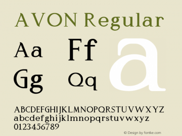 AVON Version 1.00;March 20, 2019;FontCreator 11.5.0.2422 32-bit图片样张