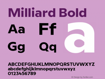 Milliard Bold Version 1.000;PS 001.000;hotconv 1.0.88;makeotf.lib2.5.64775图片样张
