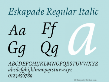 Eskapade-RegularItalic Version 2.000 | wf-rip DC20190310图片样张