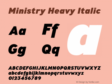 Ministry-HeavyItalic Version 3.000 | wf-rip DC20180505图片样张