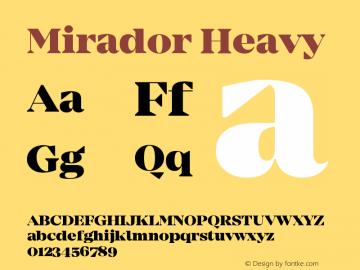 Mirador Heavy Version 1.000;PS 001.000;hotconv 1.0.70;makeotf.lib2.5.58329图片样张