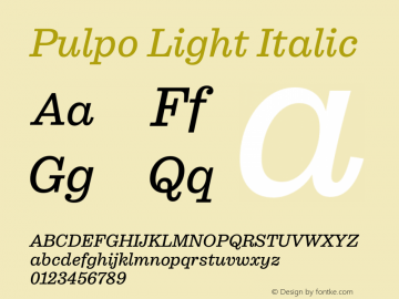 Pulpo Light Italic Version 1.000图片样张