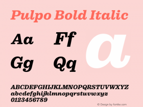 Pulpo Bold Italic Version 1.000图片样张