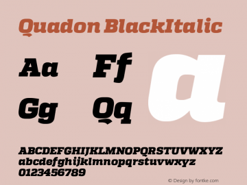 Quadon BlackItalic Version 1.001;PS 001.001;hotconv 1.0.70;makeotf.lib2.5.58329图片样张