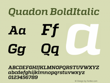 Quadon BoldItalic Version 1.001;PS 001.001;hotconv 1.0.70;makeotf.lib2.5.58329图片样张