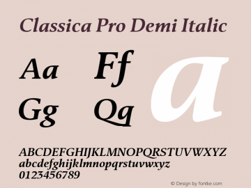 Classica Pro Demi Italic Version 3.00图片样张