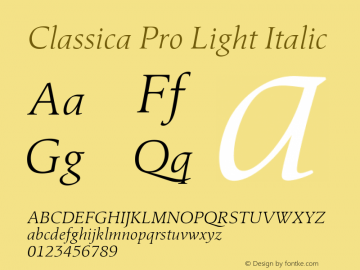 Classica Pro Light Italic Version 3.00图片样张