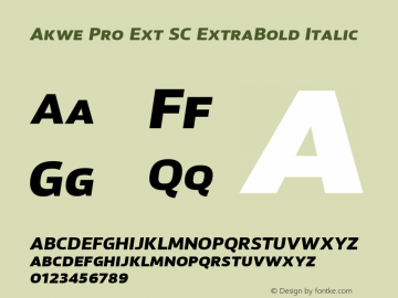 Akwe Pro Ext SC ExtraBold Italic Version 1.000;PS 001.000;hotconv 1.0.88;makeotf.lib2.5.64775图片样张