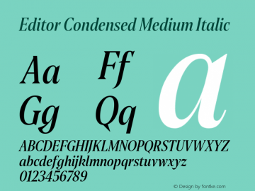 EditorCondensed-MediumItalic Version 1.0 | w-rip DC20190310图片样张