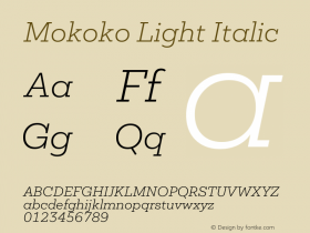 Mokoko-LightItalic Version 1.000图片样张