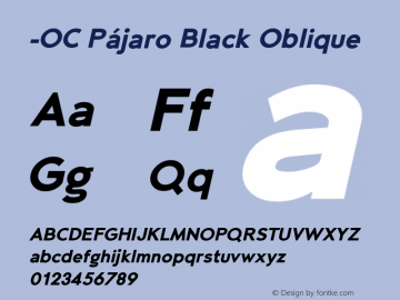 -OC Pajaro Black Oblique Version 1.000;PS 001.000;hotconv 1.0.88;makeotf.lib2.5.64775图片样张