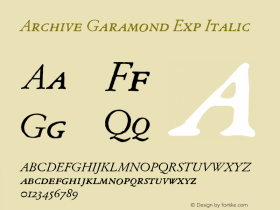 ArchiveGaramondExp-Italic Version 1.000图片样张