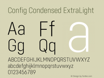 Config Condensed ExtraLight Version 1.000;PS 001.000;hotconv 1.0.88;makeotf.lib2.5.64775图片样张