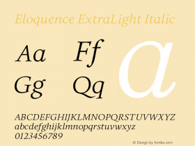 Eloquence-ExtraLightItalic Version 1.000 | wf-rip DC20190330图片样张