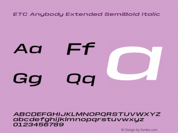 ETCAnybody-ExtendedSemiBoldIt Version 1.51 | wf-rip DC20181025图片样张