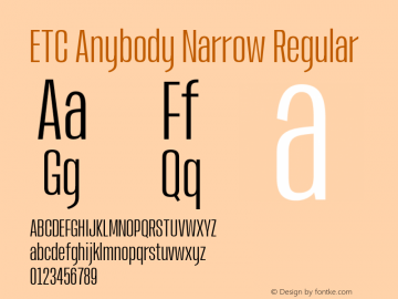 ETCAnybody-NarrowRegular Version 1.51 | wf-rip DC20181025图片样张
