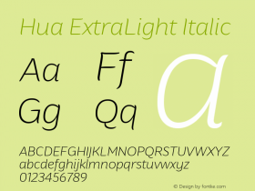 Hua-ExtraLightItalic Version 1.003 | w-rip DC20190420图片样张