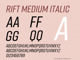 Rift Medium Italic Version 1.000;PS 001.000;hotconv 1.0.88;makeotf.lib2.5.64775图片样张