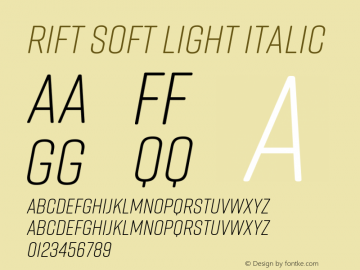 Rift Soft Light Italic Version 1.000;PS 001.000;hotconv 1.0.88;makeotf.lib2.5.64775图片样张