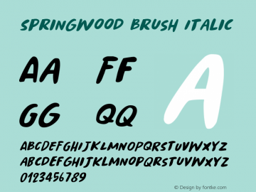 SpringwoodBrush-Italic Version 1.000图片样张