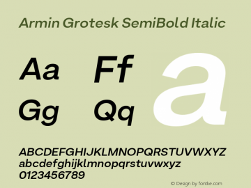 Armin Grotesk SemiBold Italic Version 1.001;PS 001.001;hotconv 1.0.88;makeotf.lib2.5.64775图片样张