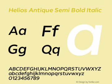 Helios Antique Semi Bold Italic Version 1.000;PS 001.000;hotconv 1.0.88;makeotf.lib2.5.64775图片样张