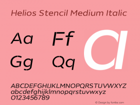 Helios Stencil Medium Italic Version 1.000;PS 001.000;hotconv 1.0.88;makeotf.lib2.5.64775图片样张