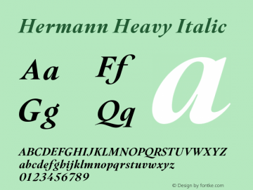 Hermann Heavy Italic Version 1.000;PS 001.000;hotconv 1.0.88;makeotf.lib2.5.64775图片样张