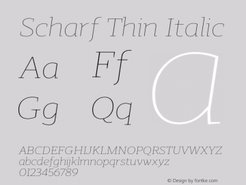 Scharf-ThinItalic Version 1.001 | wf-rip DC20190310图片样张