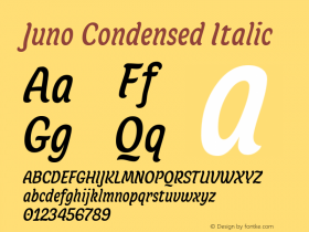 Juno Condensed Italic Version 1.000;PS 001.000;hotconv 1.0.88;makeotf.lib2.5.64775图片样张