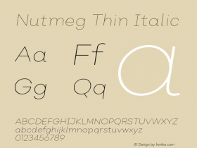 Nutmeg Thin Italic Version 1.000;PS 001.000;hotconv 1.0.88;makeotf.lib2.5.64775图片样张