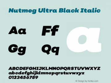 Nutmeg Ultra Black Italic Version 1.000;PS 001.000;hotconv 1.0.88;makeotf.lib2.5.64775图片样张