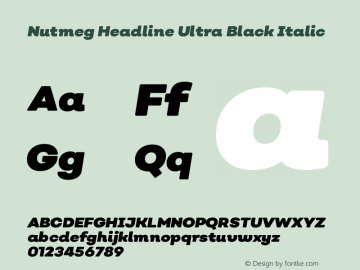 Nutmeg Headline Ultra Black Italic Version 1.000;PS 001.000;hotconv 1.0.88;makeotf.lib2.5.64775图片样张