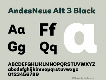 AndesNeue Alt 3 Black Version 1.001;PS 001.001;hotconv 1.0.88;makeotf.lib2.5.64775图片样张