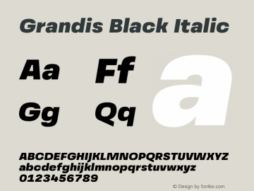 Grandis-BlackItalic Version 1.000 | wf-rip DC20190510图片样张