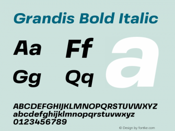 Grandis-BoldItalic Version 1.000 | wf-rip DC20190510图片样张