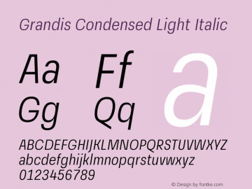 GrandisCondensed-LightItalic Version 1.000 | wf-rip DC20190510图片样张