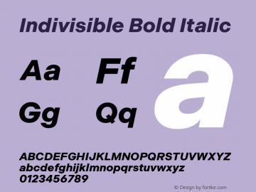 Indivisible-BoldItalic Version 1.000 | wf-rip DC20190520图片样张