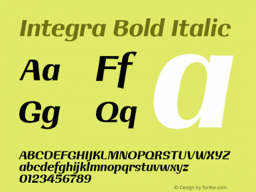 Integra Bold Italic Version 1.000 | w-rip DC20190525图片样张