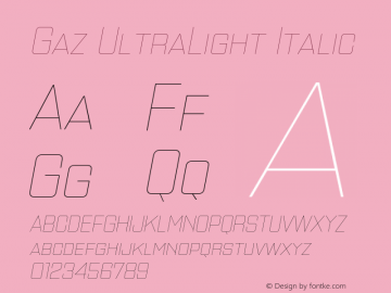 GazUl-Italic OTF 1.000;PS 001.001;Core 1.0.29图片样张