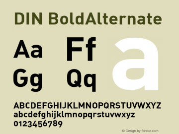DIN BoldAlternate Macromedia Fontographer 4.1 06-01-2000 Font Sample