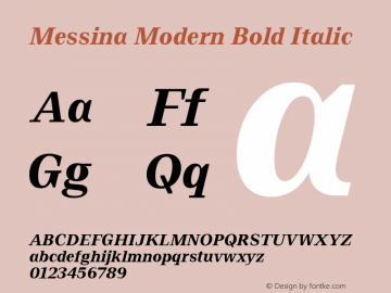 MessinaModern-BoldItalic Version 12.000图片样张