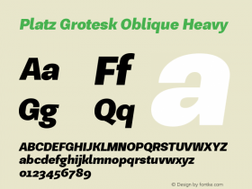 Platz Grotesk Oblique Heavy Version 1.000;PS 001.000;hotconv 1.0.88;makeotf.lib2.5.64775图片样张