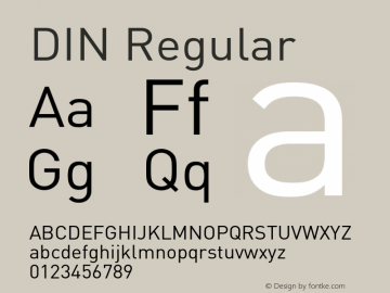 DIN Regular 001.000 Font Sample
