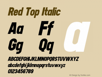 RedTop-Italic Version 1.00 December 15, 2012, initial release图片样张