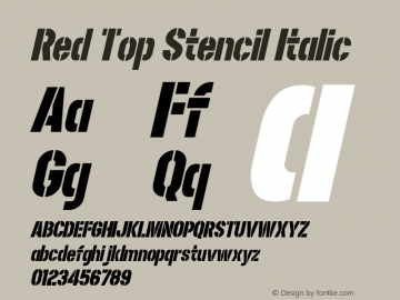 RedTopStencil-Italic Version 1.00 December 15, 2012, initial release图片样张