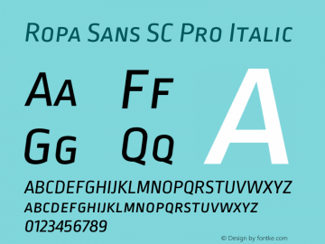 RopaSansSCPro-Italic Version 1.001; build 0004图片样张